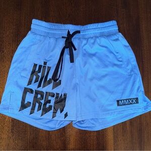 KILL CREW MUAY THAI SHORTS (MID THIGH CUT) - BLUE Size Small